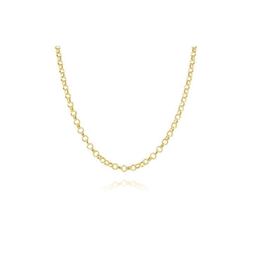 3MM 040 Yellow Gold Rolo Chain .925 Sterling Silver Length 16"-20"